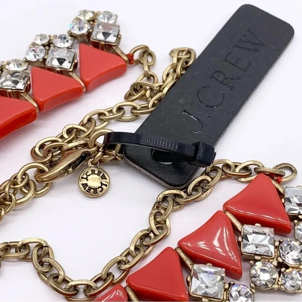 J. Crew Red/Orange Jeweled Necklace NWT